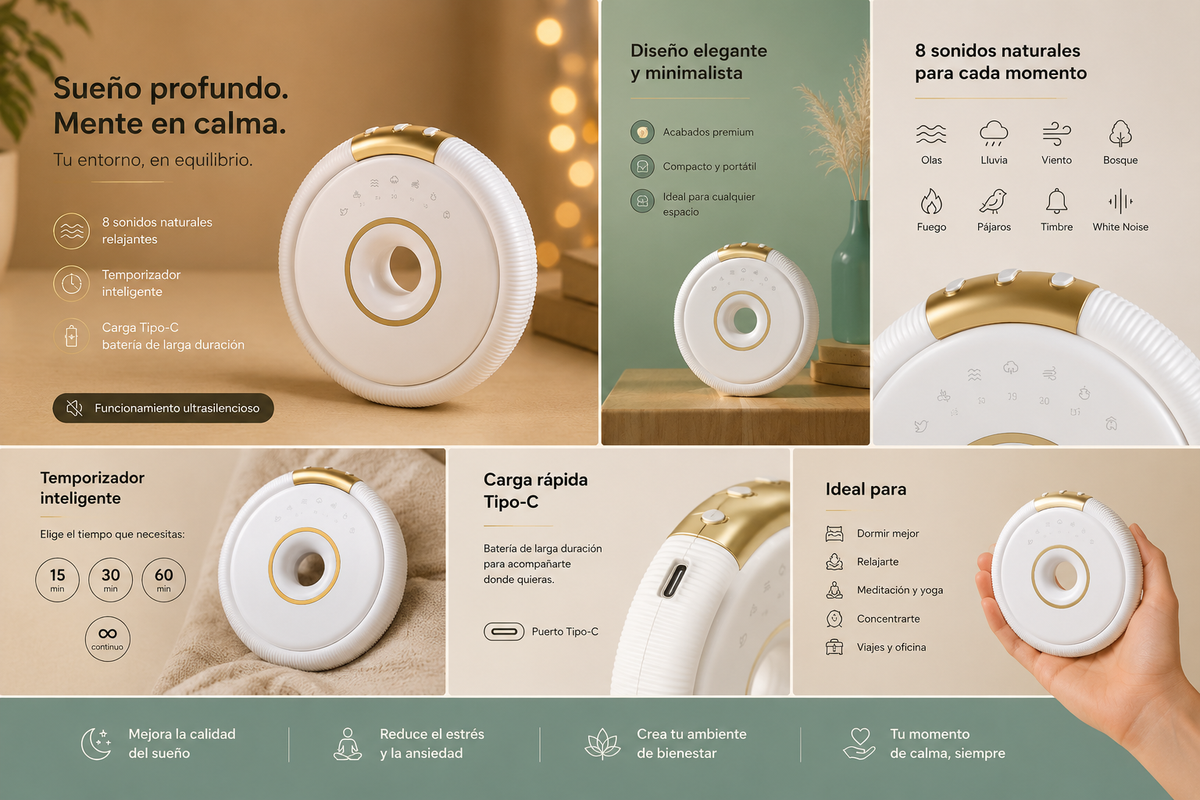 Estación de descanso con cargador inalámbrico y funciones de sonido