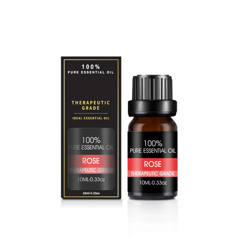 Aceite esencial de rosa con frasco y caja