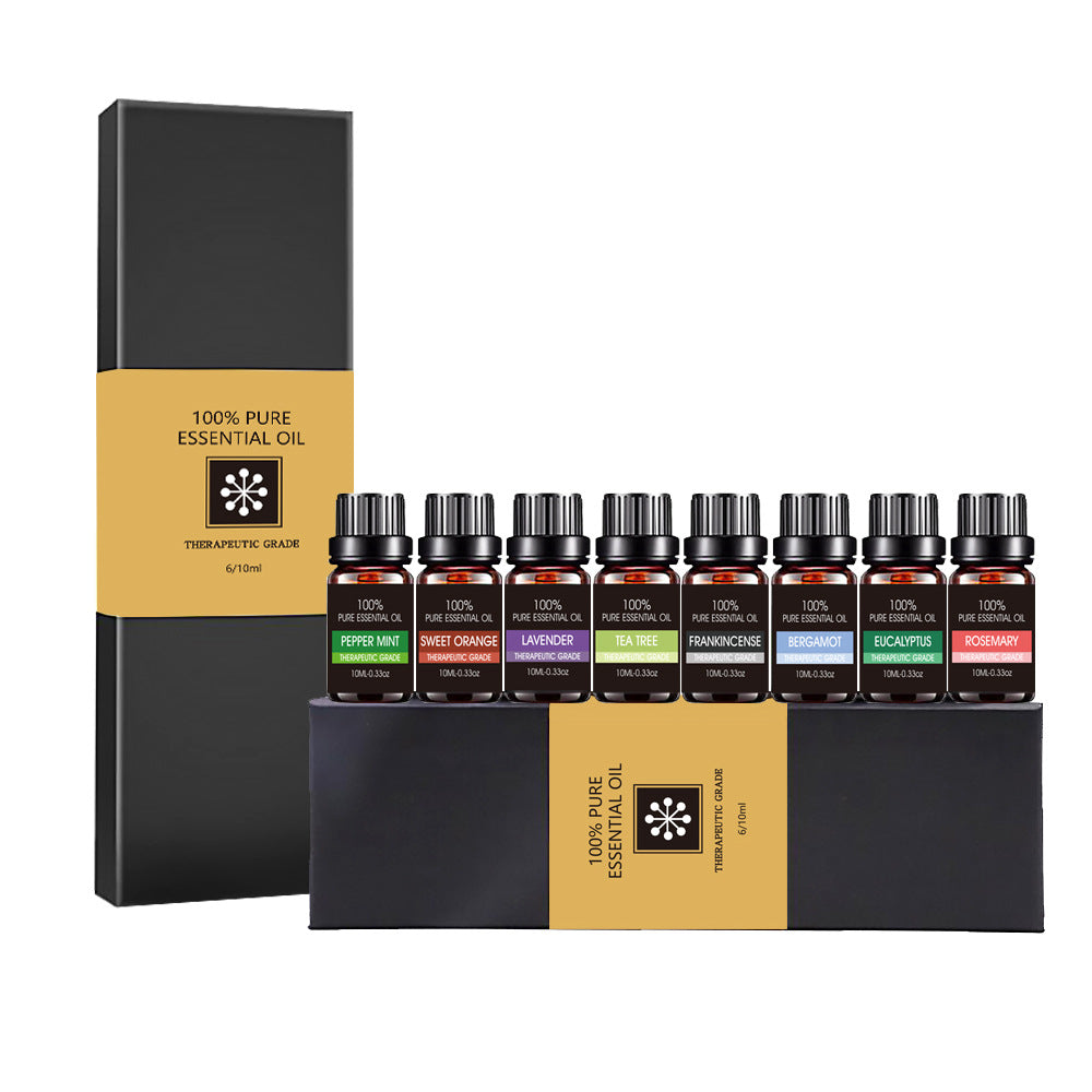 Pack de aceites esenciales de aromaterapia en presentación premium