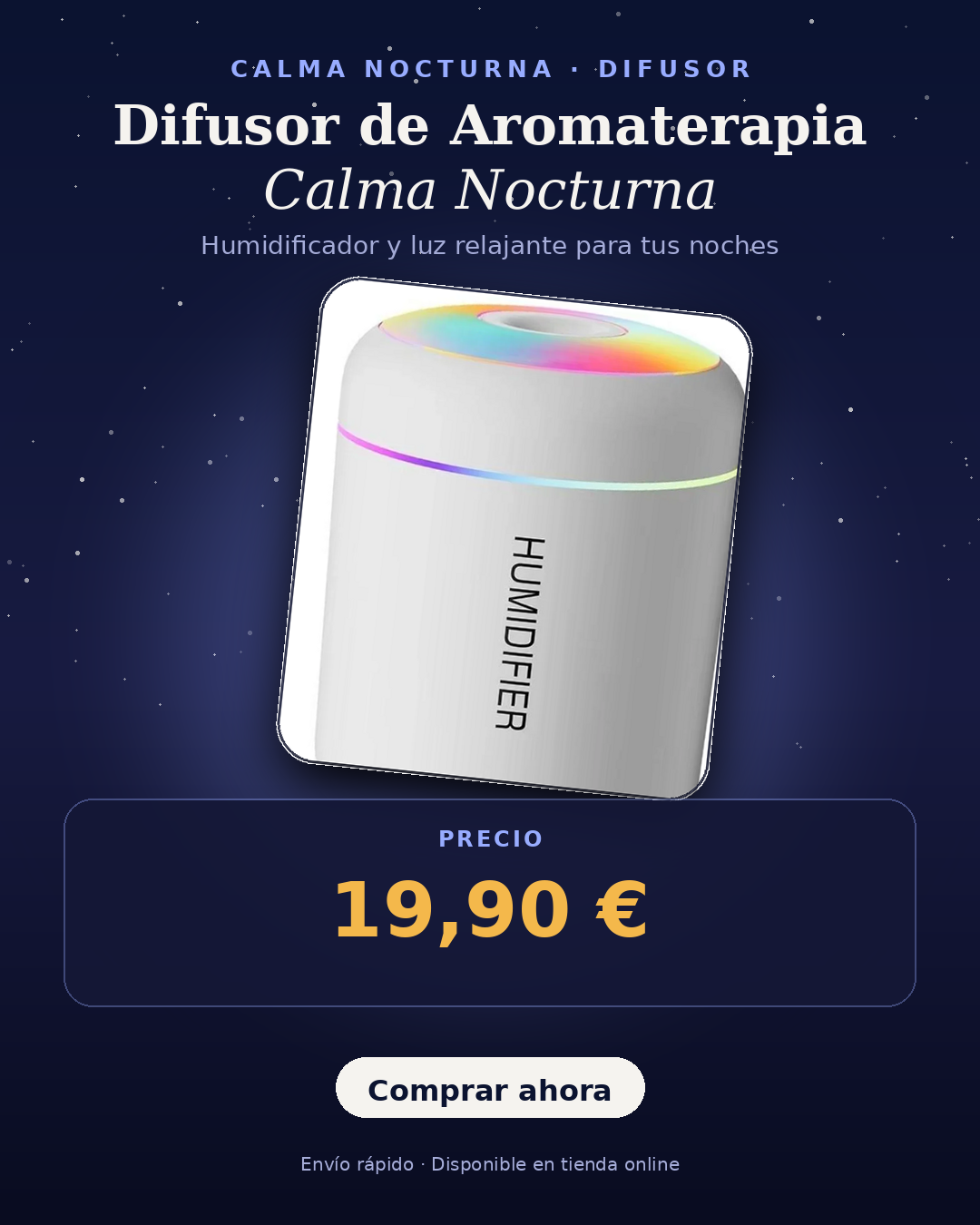 Nighttime Calm Aromatherapy Diffuser — Humidifier and Relaxing Light